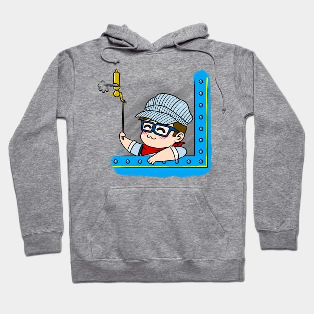 Corza as a train engineer Hoodie by corzamoon